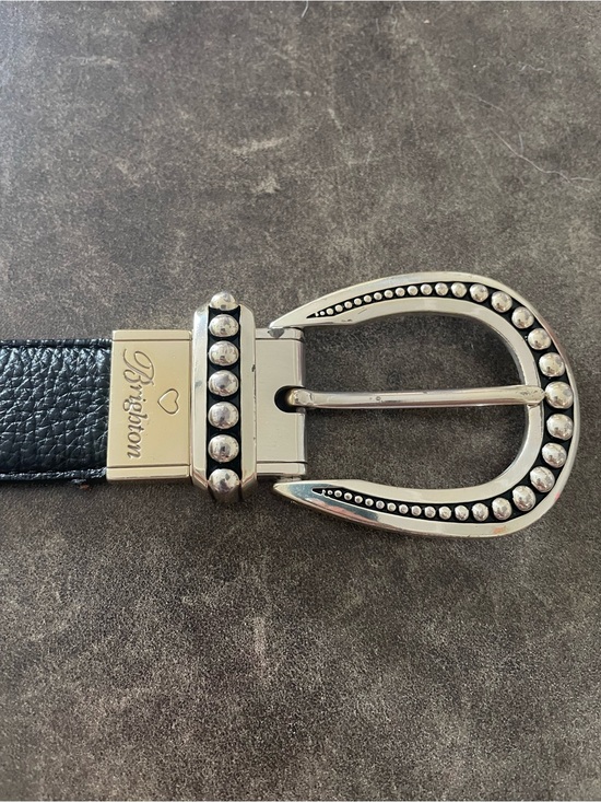 Brighton Really Tough Reversible Belt L Leather Silver Buckle Black Gray main image 7